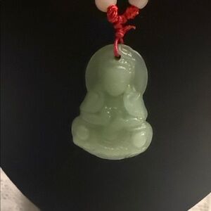 Green Jade Buddha Pendant Necklace unisex
